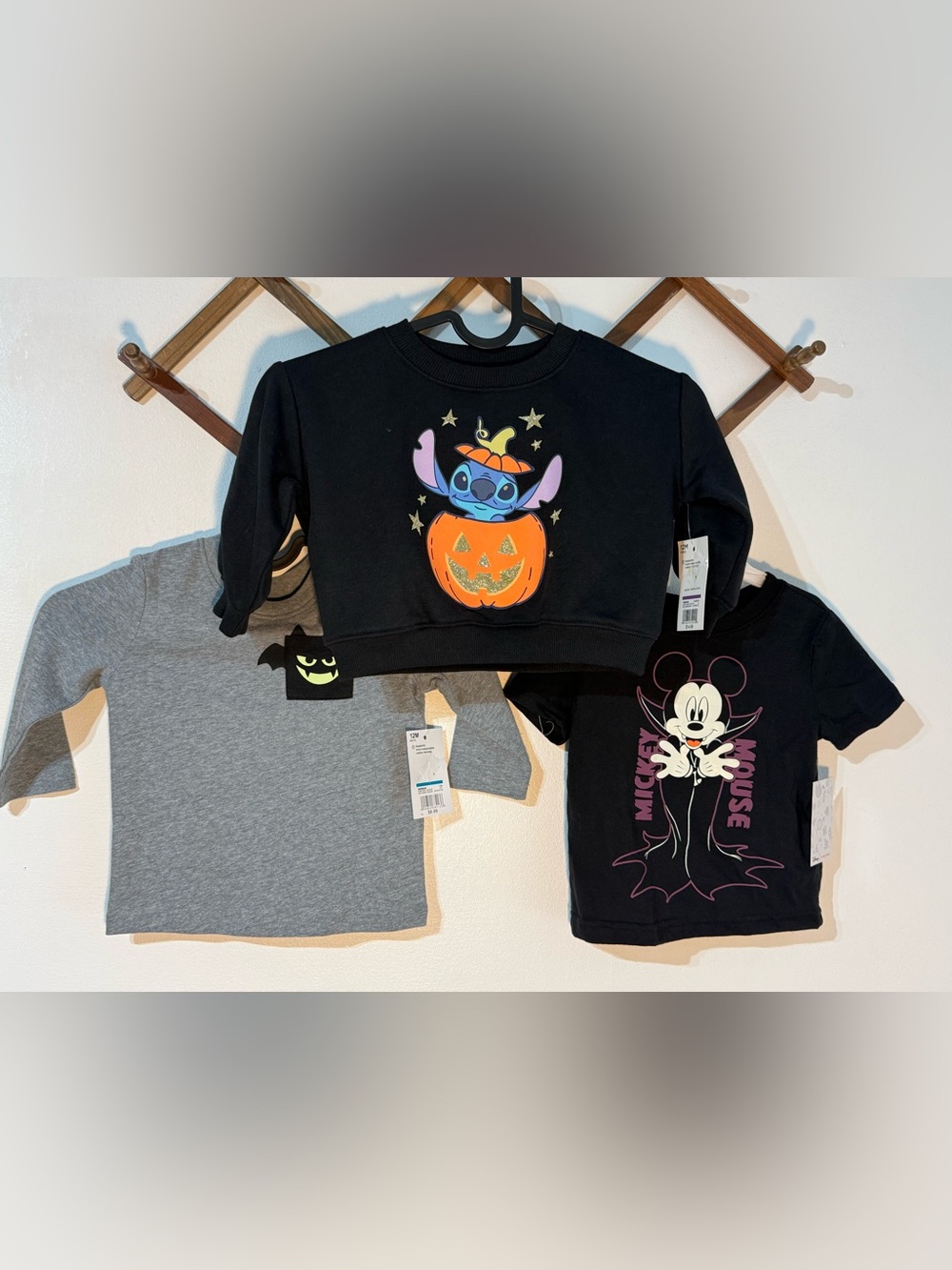 Jumping Beans Disney's Stitch Halloween Boxy Sweatshirt,Mickey Mouse &bat Tshirt